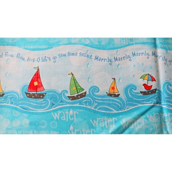 Quilting Fabric Sailboats Debra Gable for Timeless Treasures Row by Row Stripe - Picture 3 of 4